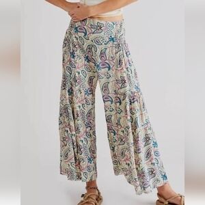 Free People One Paisley Print Wide-Leg Pants Lelani Culottes